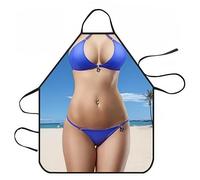 WOO LANDO Grembiule da cucina con fascia da collo da annodare, impermeabile, 73 x 57 cm (BIKINI)