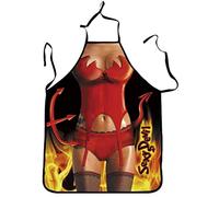 WOO LANDO Grembiule da cucina con fascia da collo da annodare, impermeabile, 73 x 57 cm (DEVIL)