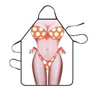 WOO LANDO Grembiule da cucina con fascia da collo da annodare, impermeabile, 73 x 57 cm (DOTTY)