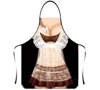 WOO LANDO Grembiule da cucina con fascia da collo da annodare, impermeabile, 73 x 57 cm (ESMERALDA)