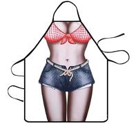 WOO LANDO Grembiule da cucina con fascia da collo da annodare, impermeabile, 73 x 57 cm (HOLLY)