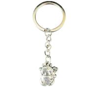 WOO MANTO Portachiavi 3D con gatto fortunato Maneki Neko color argento