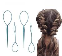 WOO MANTO Set di 4 strumenti per acconciature Topsy Tail - Strumento passacapelli per trecce, code di cavallo e acconciature fai-da-te(blu)