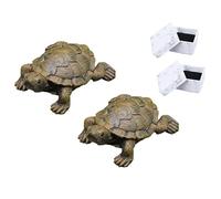 WOO MANTO Statuetta a forma di tartaruga, lunghezza 6,5 cm, piccola figura di animali in resina, decorazione per giardino/interni, mini laghetto (2 pezzi)