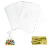 Woobroo 300 sacchetti trasparenti caramelle, sacchetto quadrato trasparente, sacchetto di caramelle in plastica biscotto, regalo di nozze, per confezionare biscotti torta al cioccolato pasticceria (10