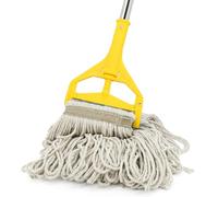 Woobroo Mocio bagnato con estremità ad anello, in cotone resistente con manico lungo, commerciale per casa, garage, ufficio, officina, pulizia pavimenti di magazzini