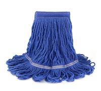 Woobroo Ricambio di ricambio per mocio industriale resistente, con estremità ad anello, ricambio per mocio umido, blu, fascia universale (3 pezzi)