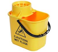 Woobroo Secchio per mocio in plastica con strizzatore, portatile, pieghevole, commerciale, secchio per pulizia e lavaggio (giallo)