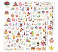 Woobroo Set di adesivi per regali di compleanno, oltre 200 adesivi per fai da te, durevole, fai da te con scritta in lingua tedesca "Alles Gute zum Geburtstag Scrapbooking", album fotografici