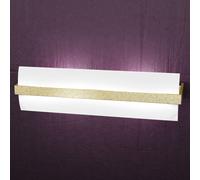 Applique Contemporanea Wood Metallo Foglia Oro Vetro Bianco 2 Luci E27 L50Cm