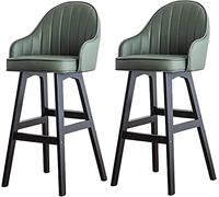 Wood Bar Stools Set of 2 Counter Height Leather Bar Chair with Back and Wood Legs Stylish Orange Barstool for Kitchen Island Restaurant Pub 78cm Height