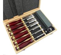 Wood Carving Kit, 6-Pieces Woodworking Chisel Set with Wooden Box, Honing Guide, Sharpening Stone & Steel Blades - for Carpenter Craftsman
