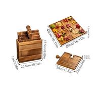 Wood Charcuterie Serving Board, Multi Functional Appetizer Tray, Smooth Wipe Clean, Spacious Section Layout, Elegant Durable Design, For Cheese Fruit Bread Meat Party Hosting