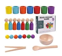 Wood Color Sorting Game, Educational Preschool Toy, Learning Matching Cups, Cognitive Skill Activity Set, for Home Nursery Kindergarten Classroom Daycare Center Family Gathering Birthday Party Early