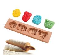 Wood Cookie Mold, Cartoon Biscuits Cutter Stamp for, Chocolate, Cakes, Fondant and Pastry, Reusable Cookie Making Mould for Birthday, Cooking Class, Food Bloggers, Home Bakers