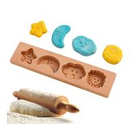Wood Cookie Mold, Cartoon Cutter Stamp For Fondant Chocolate Pastry, Baking Mould, Perfect For Birthday Wedding Cakes Home Bakers And Cooking Classes, Easy To Use, 11.81x2.76 In