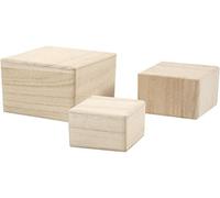 Wood Cubes, Size 5+6+8 cm, Empress Wood, 3pcs