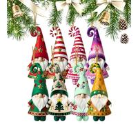 Wood Decor for Christmas - 8 Pieces Gnome Charm Ornaments for Party and New Year | Natural Wood with Hanging String, Cute Holiday Decorations, Indoor Outdoor Use on Branches Walls