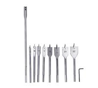 Wood Drill Bit Set 10Pcs High Carbon Steel Spade Drill Bits Paddle Flat Bits for Woodworking 8 Sizes 1/4in Shank