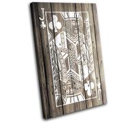 Wood Effect Jack of Clubs Gaming SINGLE TELA parete arte foto stampa