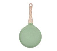 Wood Handle Frying Pan, Non Stick Aluminum Alloy Skillet, Fast Heating Even Heat Distribution Omelet Pan with Comfortable Wooden Handle for Home Cooking, Lightweight (Green Medium Size)