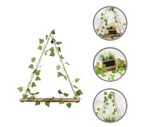 Wood Hanging Swing Shelf Green Rustic Hanging Ornament for Patio and Balcony