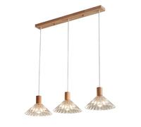 Wood Japanese Rustic Farmhouse Dining Room Hanging Chandelier, E27 Base Glass Pendant Light Fixture for Kitchen Island