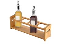 Wood Oil Bottle Holder - 4 Hole Tabletop Olive Oil Display Rack, Non Slip Seasoning Organizer, Multifunctional Kitchen Storage Stand, Countertop Cabinet Supplies for Cooking and Serving, 32x8x10cm