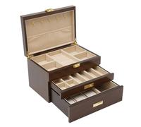 Wood Organizer Jewelry And Watch Display Case Storage Box Convenient per Gioielli e Orecchini(Coffee)