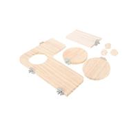 Wood Perch Stand Board for Small Animals Cage Use Rectangular Shape Khaki 1Set