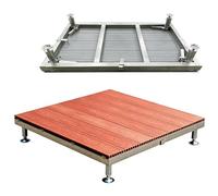 Wood Plastic Composite Modular Deck Platform 33x33in, Adjustable Patio Deck | Metal Frame Interlocking Deck Tiles Snap Installation, Waterproof And Antislip, Strong And Durable(Brown)