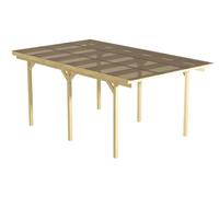 Wood&Play Granit I Copertura per garage per un'auto - Lavorazione di alta qualità - Autoassemblaggio - Stabile e resistente - 300 x 500 cm (montanti 210 cm) + tetto in policarbonato marrone