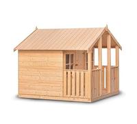 Wood&Play Oliwia Casetta in legno per bambini - Legno essiccato durevole, 2 finestre, porta di chiusura, area di gioco sicura