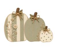 Wood Pumpkin Table Decor 3 Pieces - Holiday Desk Decoration for Homeowners