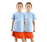 WOOD QUAIL Confezione da 2 polo da bambina, divisa scolastica, top per bambini (manica corta o lunga, età 4-12 anni), 2 x ragazze H/S azzurro cielo, 11-12 Anni