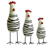 Wood Rooster - Statuetta a forma di cucciolo | 3 pezzi in legno a mano dipinto, statua d'arte rustica Home Decor accento decorazione Farmhouse Kitchen Tiered Tray Tabletop Display Country Animal Gift