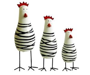 Wood Rooster - Statuetta a forma di cucciolo | 3 pezzi in legno a mano dipinto, statua d'arte rustica Home Decor accento decorazione Farmhouse Kitchen Tiered Tray Tabletop Display Country Animal Gift