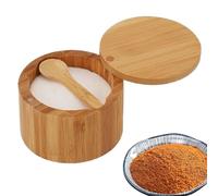 Wood Salt Box,9x9x6cm Seasoning Holder With Magnetic Lid | Easily Cleaned Large Capacity Condiment Pot Wood Salt Box Convenient Use With Spoon For Dry Goods, And Coffee Beans Storage