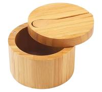 Wood Salt Keeper - Elegant Tabletop Seasoning Bowls, Natural | Versatile Countertop Holder Sugar, Spices With Tight Sealing Lids And Ergonomic Spoon For Precise Measuring