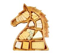 Wood Serving Tray - Wood Serving Platter | Wooden Horse Head Design Tray, With Compartments Śerving Trays , For Candy, Charcuterie, Cookie, Cupcake, Fruit, Bar, Buffet, Catering, Dinner, Party