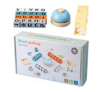 Wood Spelling Blocks - Alphabet Learning Game Toys | Flash Cards Sight Words Recognition - Giocattolo educativo interattivo con campana per bambini 3 anni in su Apprendimento precoce Ba
