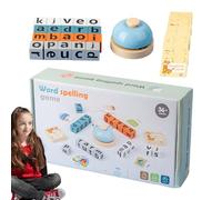 Wood Spelling Blocks - Alphabet Puzzles Blocks With Flash Cards | Educational Learning Toy | Interactive Play, Inspired, Perfect For Preschool, Kindergarten, Homeschool, Classroom, Birthday