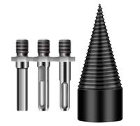 Wood Splitting Drill Bit - Firewood Kindling Splitter Cone | Steel Hex Shank Log Splitter For Electric Drill Hammer | Detachable With 3 Connecting Rods | Portable Heavy Duty For Oak Hickory