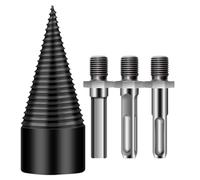 Wood Splitting Drill Bit - Firewood Kindling Splitter Cone | Steel Hex Shank Log Splitter For Electric Drill Hammer | Detachable With 3 Connecting Rods | Portable Heavy Duty For Oak Hickory