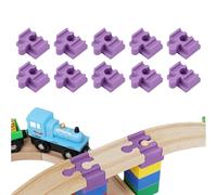 Wood Train Rail - 10 pezzi PP - Adattatore per set di pista in legno | Link al percorso motore giocattolo | Aumento 'estensione del supporto del ponte - Universale per tutte le principali marche