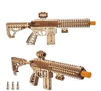 Wood Trick Assault Gun AR-T Kit di Modellismo da Costruire per Adulti e Adolescenti - con Calcio Telescopico, Sicura, Mira e Caricatore Rimovibile per 12 Colpi - Costruzione Dettagliata