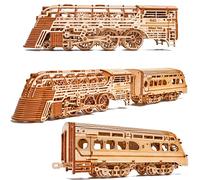 Wood Trick Atlantic Express Puzzle in Legno 3D da Costruire per Adulti e Bambini - Percorre fino a 2,7 m - Kit di Modellismo Meccanico per Locomotiva per Adulti e Bambini