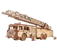 Wood Trick Camion dei pompieri di salvataggio mobile - Scala girevole estensibile - Puzzle in legno 3D per adulti e bambini da costruire - Cavalca fino a 6 m - Modelli in legno ingegneria fai da te