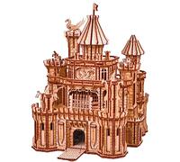 Wood Trick Dragon Castle Moveable 3D Puzzle per adulti e bambini - LED rosso - Green Leeves Melody - Torre rotante - Progetto DIY meccanico per adulti