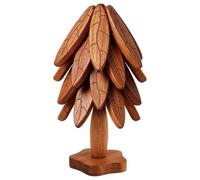 Wood Trivets Coasters - Walnut Folding Heat Resistant Set | Christmas Tree